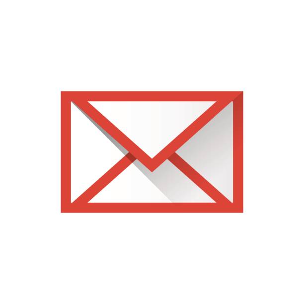 E Mail Icon Simple Vector Illustration Red Color.